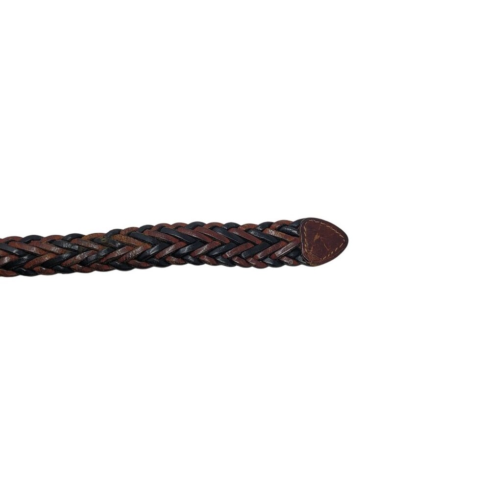 Vtg Handmade Western Braided Leather Belt Sz L Dark Brown Black 38" Turkey - Picture 8 of 14